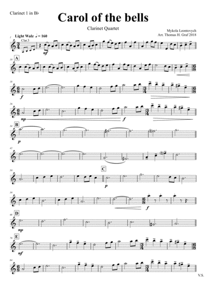 Carol of the Bells - Pentatonix style - Clarinet Quartet