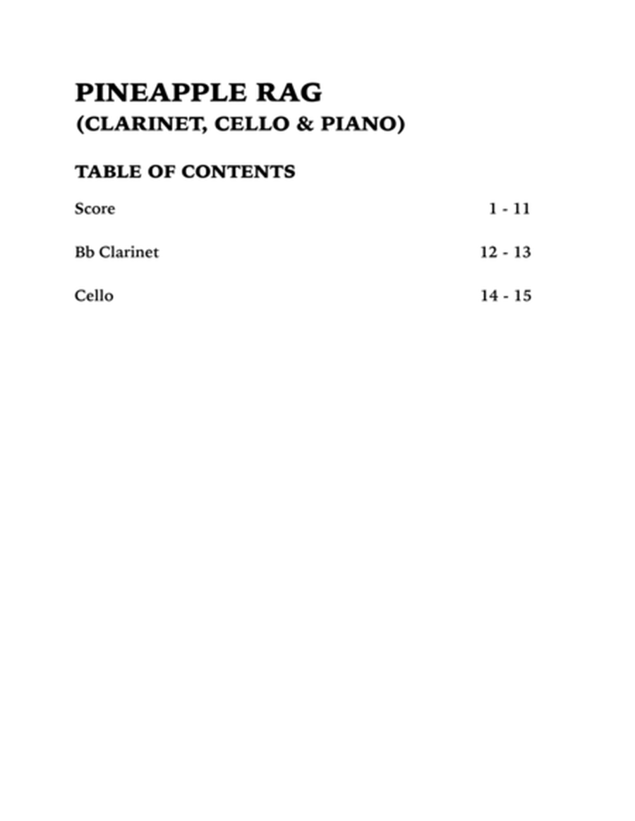 Pineapple Rag (Trio for Clarinet, Cello and Piano) image number null