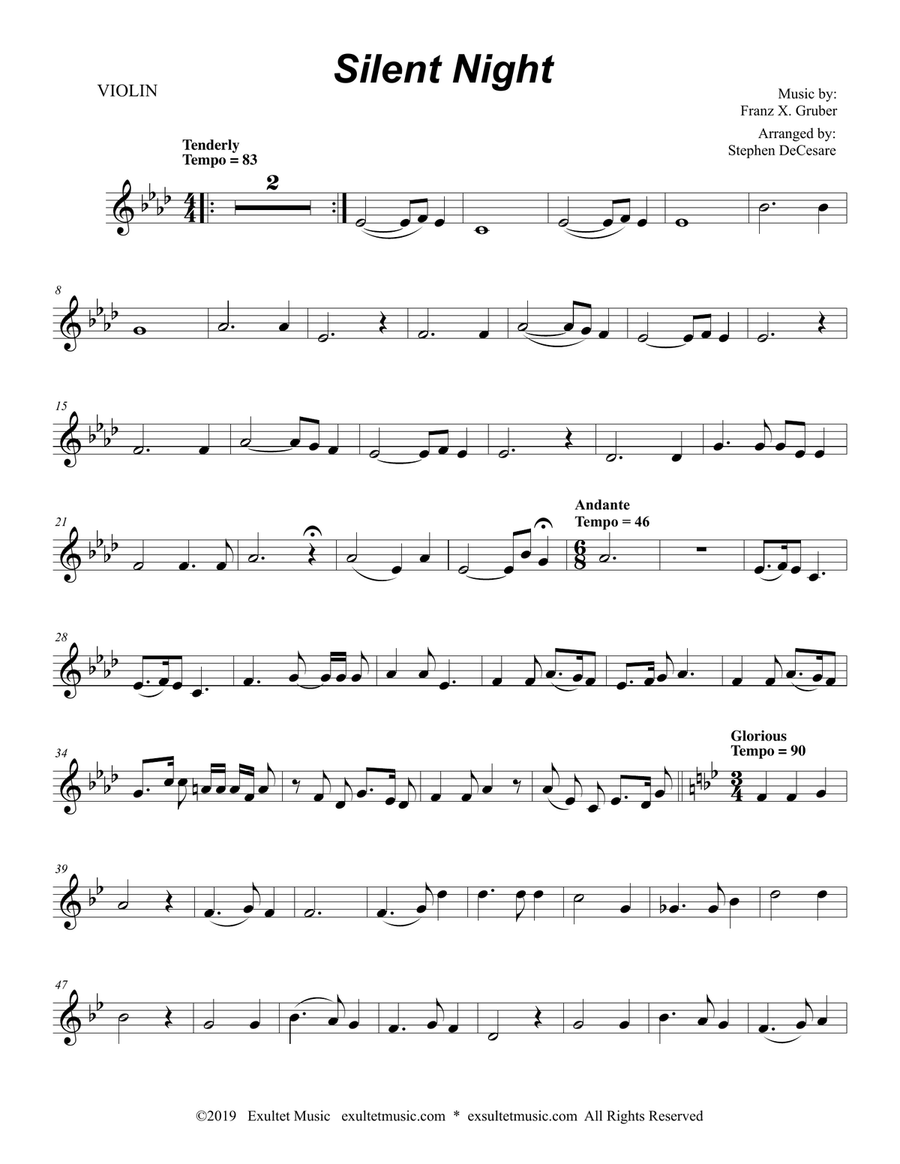 Silent Night (Duet for Violin and Viola - Alternate Version) String Duet scores gallery preview page 5