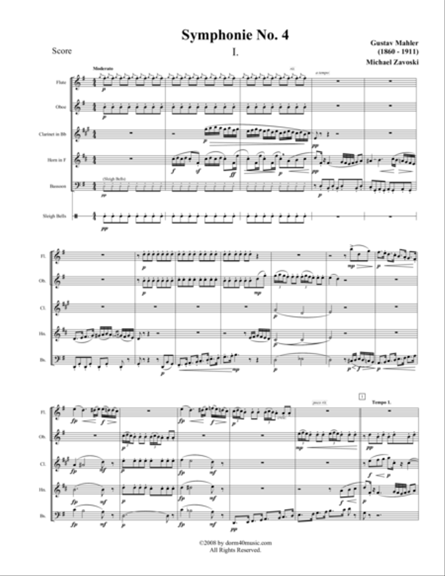 Symphonie No. 4 in G Major for Woodwind Quintet Woodwind Quintet scores gallery preview page 3