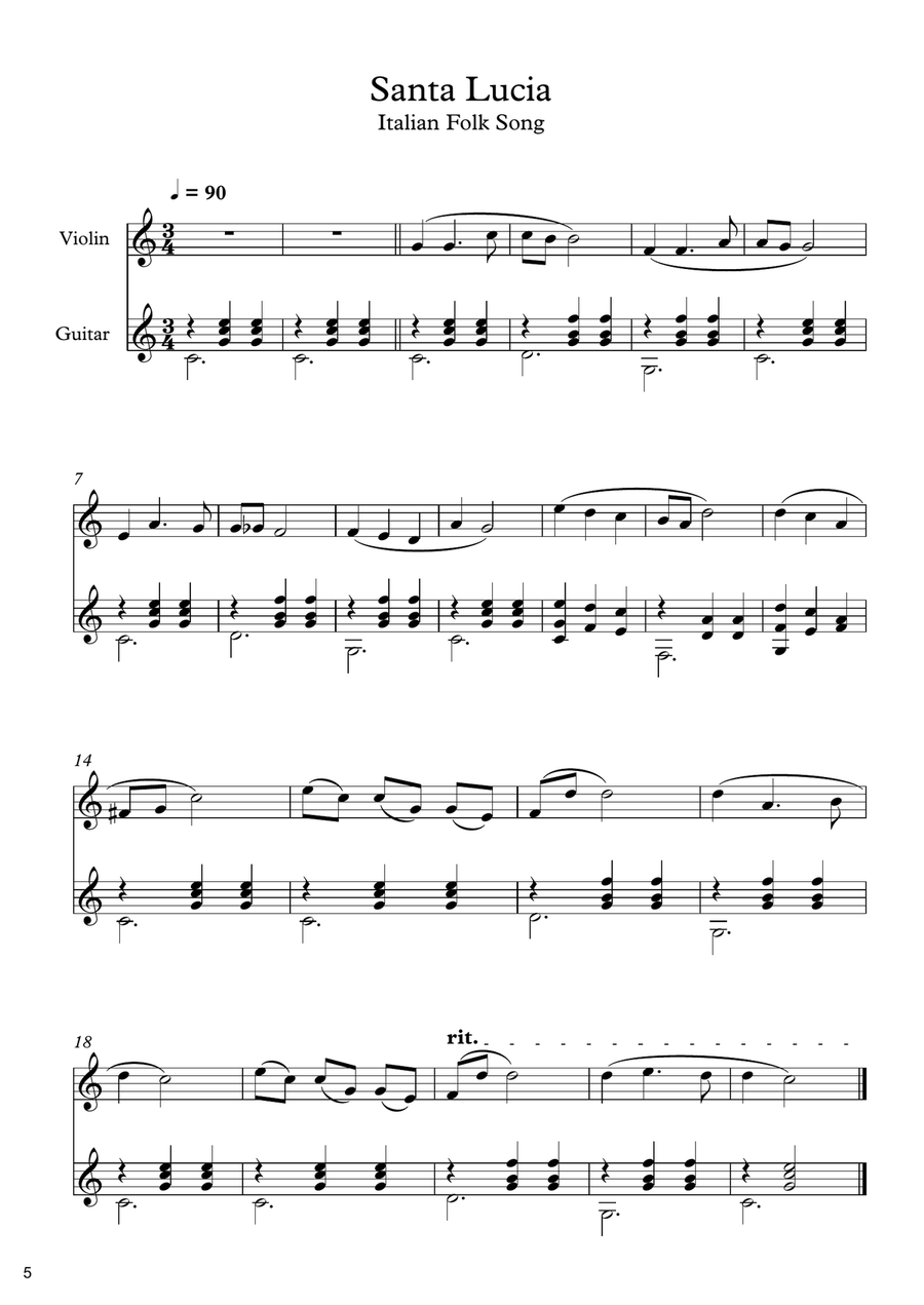 10 Easy Classical Pieces For Violin & Guitar Vol. 2 String Duet scores gallery preview page 6