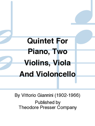 Book cover for Quintet for Piano, Two Violins, Viola and Violoncello