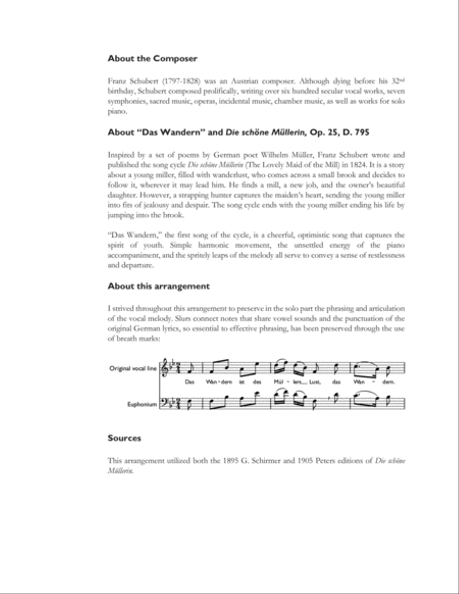 Das Wandern for Euphonium and Piano Euphonium scores gallery preview page 2