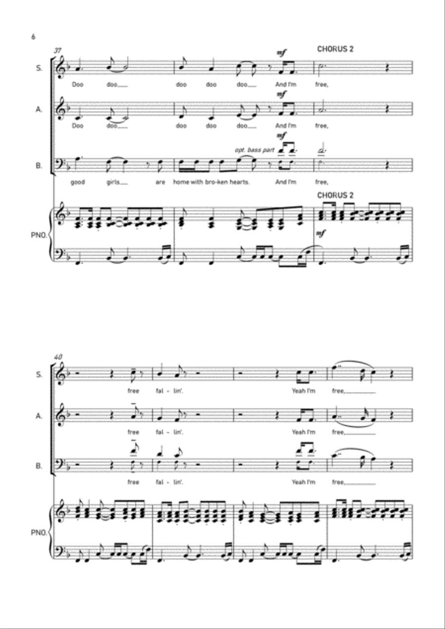Free Fallin' 3-Part scores gallery preview page 6