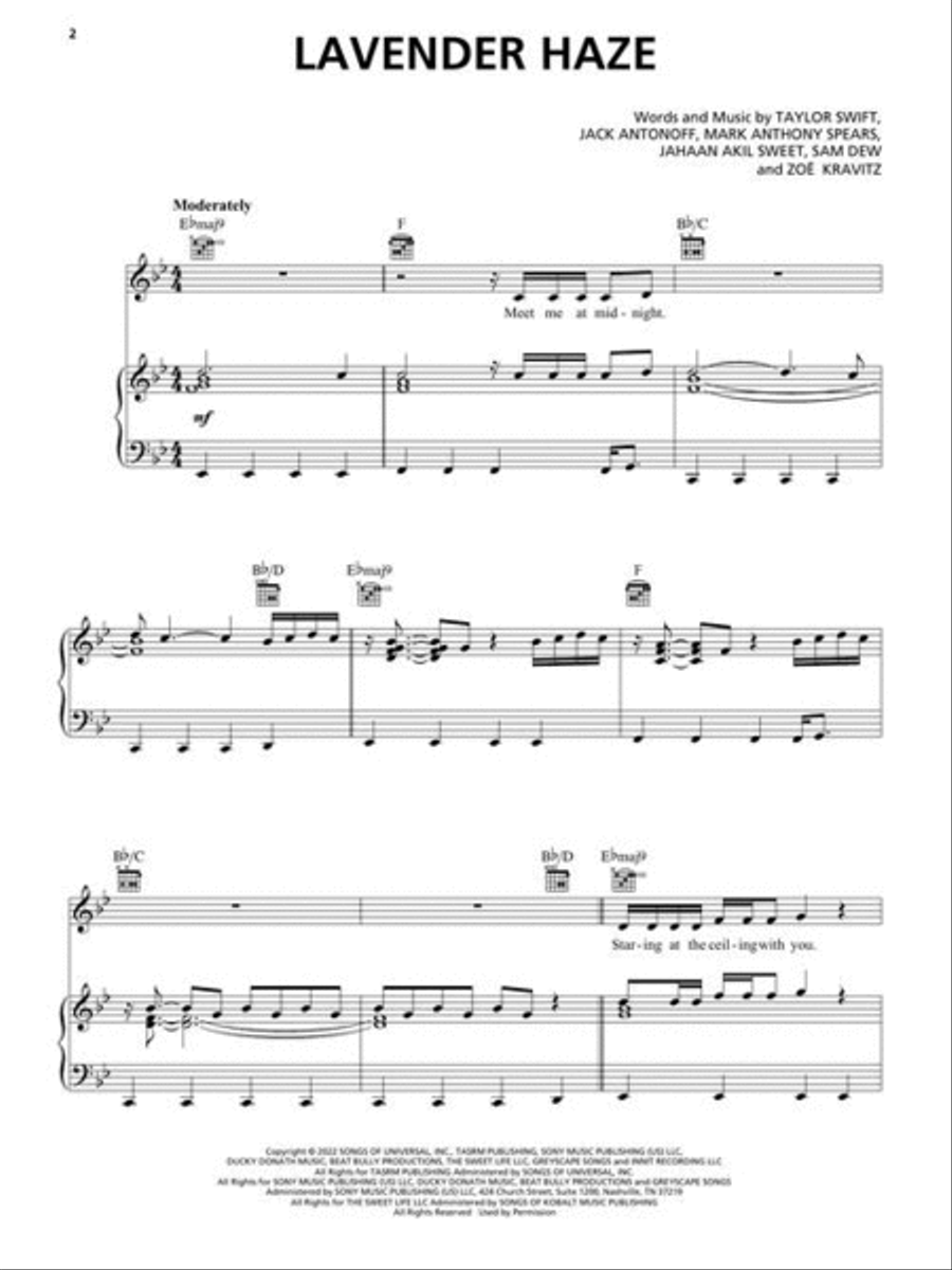 Taylor Swift – Midnights (3am Edition) Piano, Vocal, Guitar scores gallery preview page 4