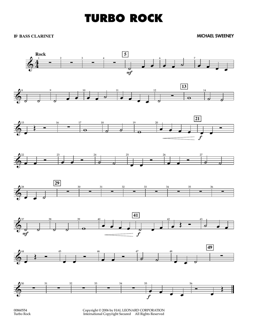 Turbo Rock - Bb Bass Clarinet Concert Band scores gallery preview page 1