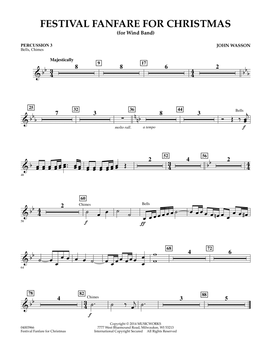 Festival Fanfare for Christmas (for Wind Band) - Percussion 3 Concert Band scores gallery preview page 1