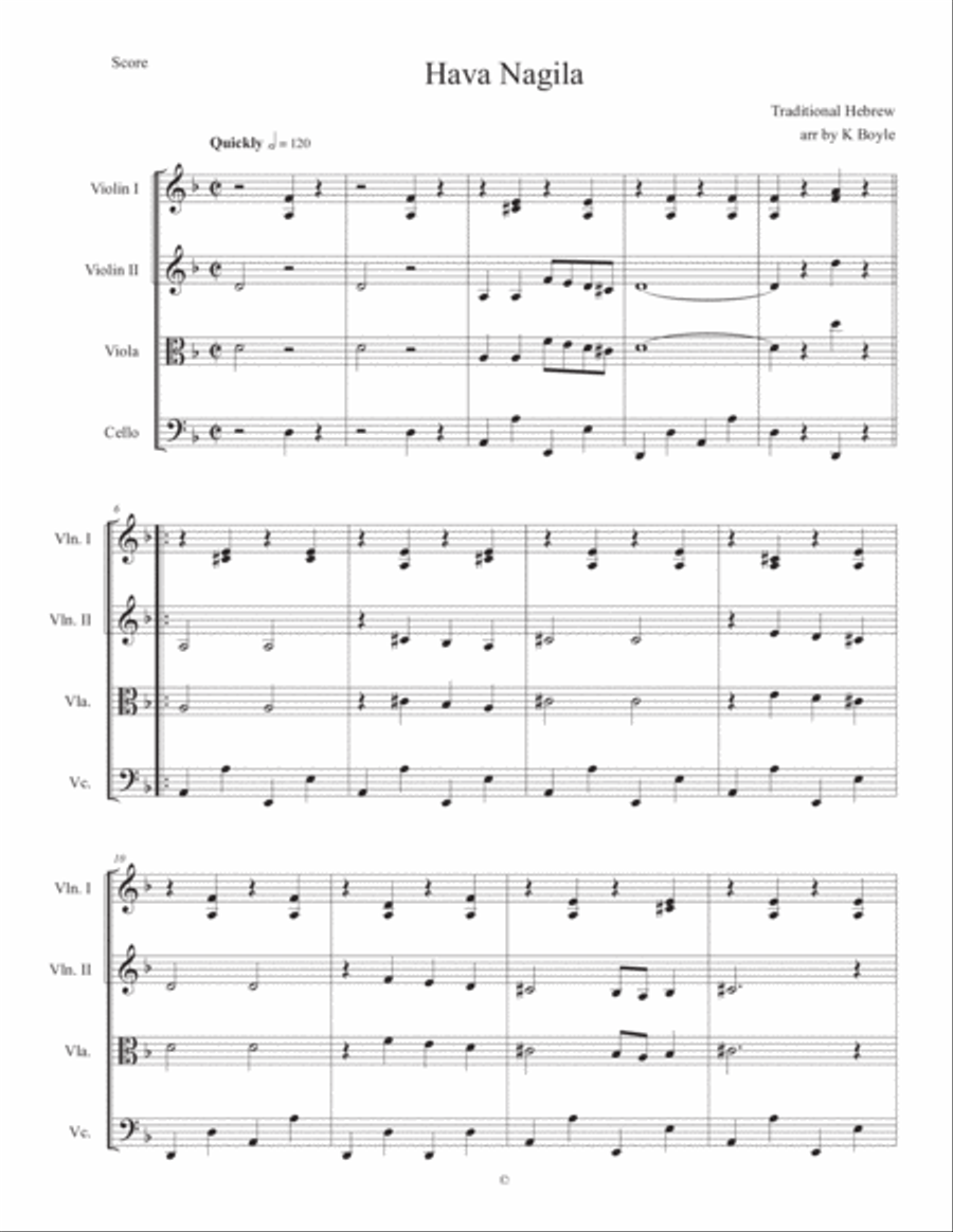 Hava Nagila String Trio scores gallery preview page 1