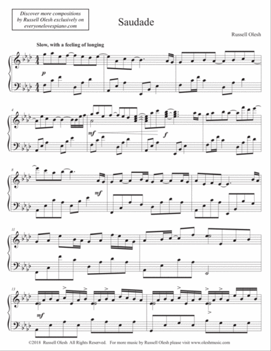 Saudade Piano Solo scores gallery preview page 3