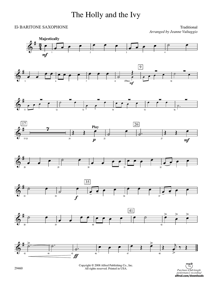 The Holly and the Ivy: E-flat Baritone Saxophone