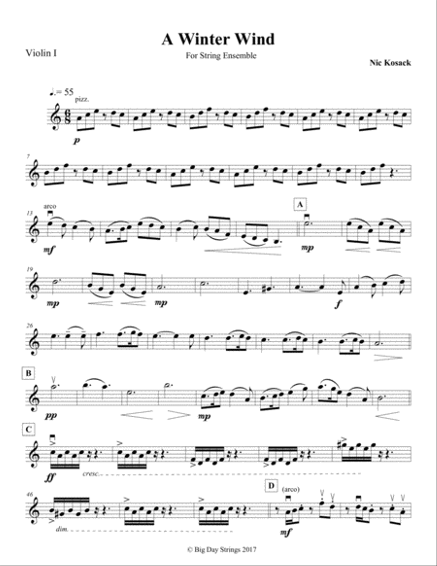 A Winter Wind - for string quartet or quintet String Quartet scores gallery preview page 3