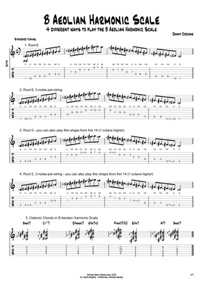 B Aeolian Harmonic Scale (4 Ways to Play)