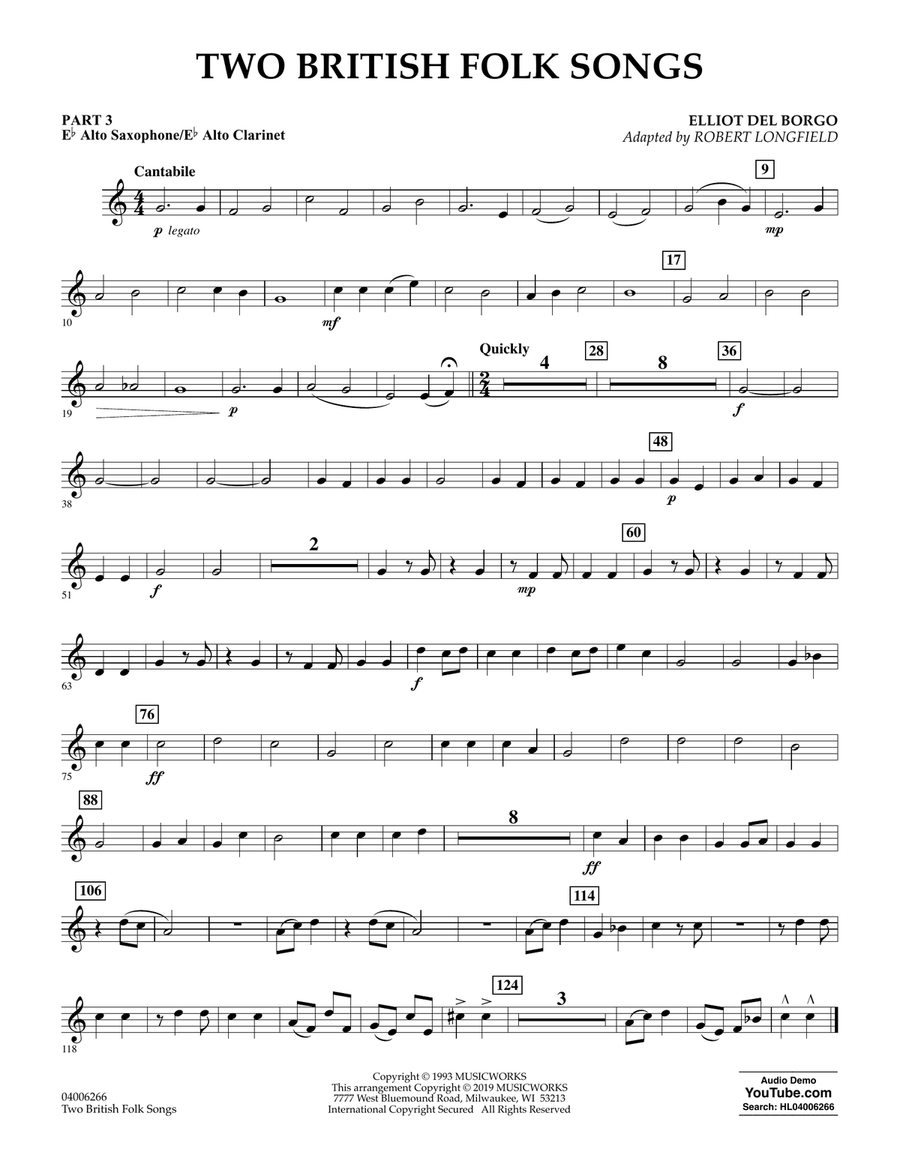 Two British Folk Songs (arr. Robert Longfield) - Pt.3 - Eb Alto Sax/Alto Clar. Concert Band scores gallery preview page 1