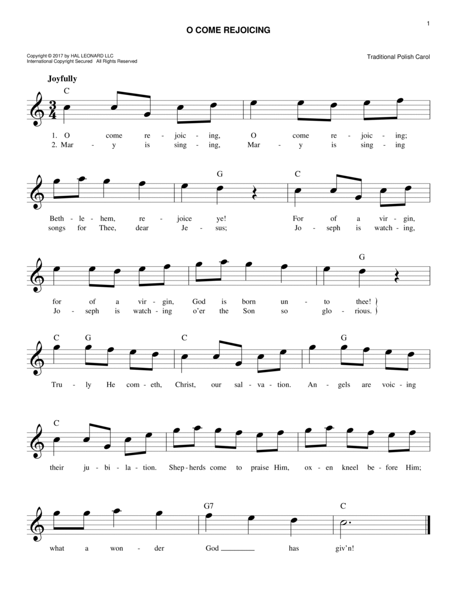 O Come Rejoicing Piano scores gallery preview page 1