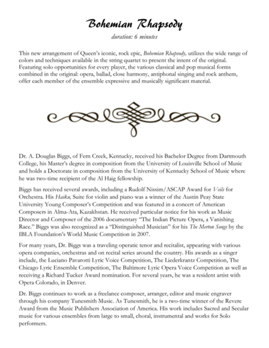 Bohemian Rhapsody String Quartet scores gallery preview page 2