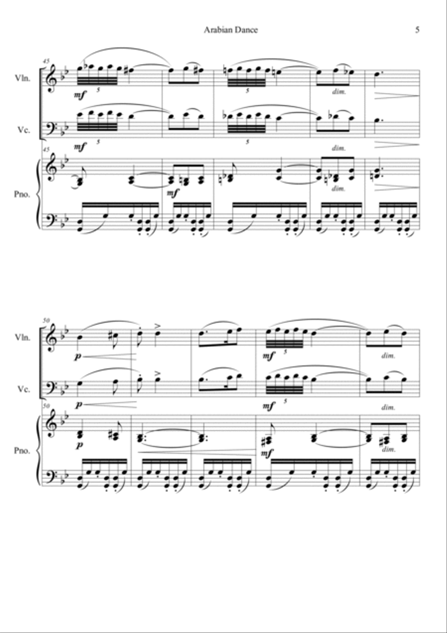 Nutcracker Op.71a - Arabian Dance Piano Trio scores gallery preview page 5