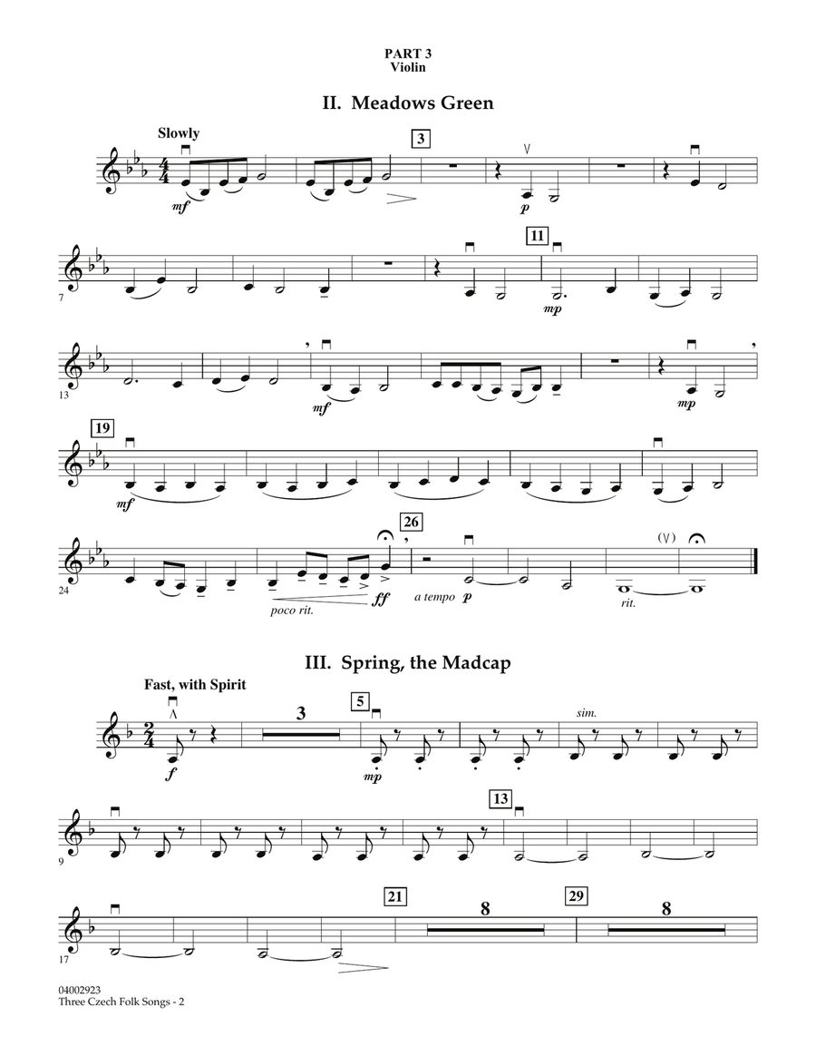 Three Czech Folk Songs - Pt.3 - Violin Concert Band scores gallery preview page 2