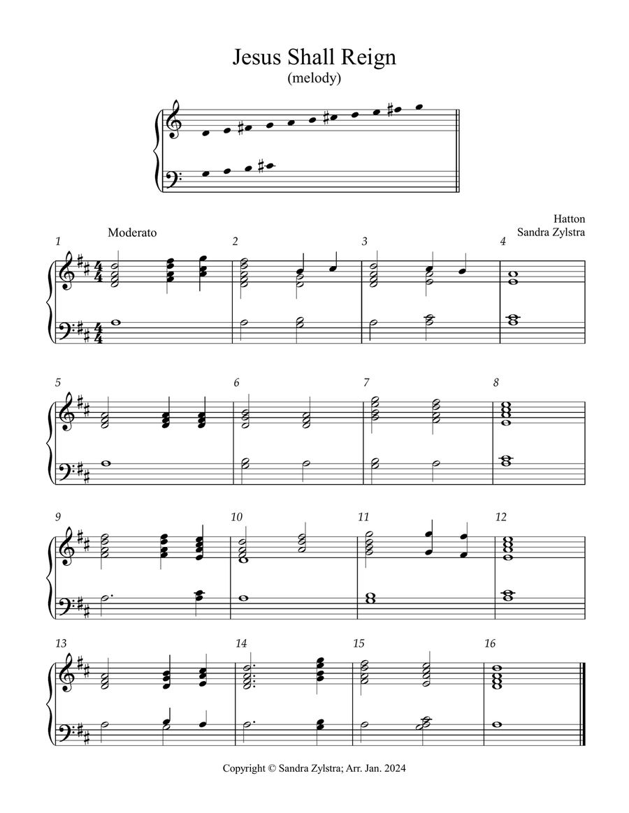 Jesus Shall Reign (2 octave handbells) 2-Octaves scores gallery preview page 1