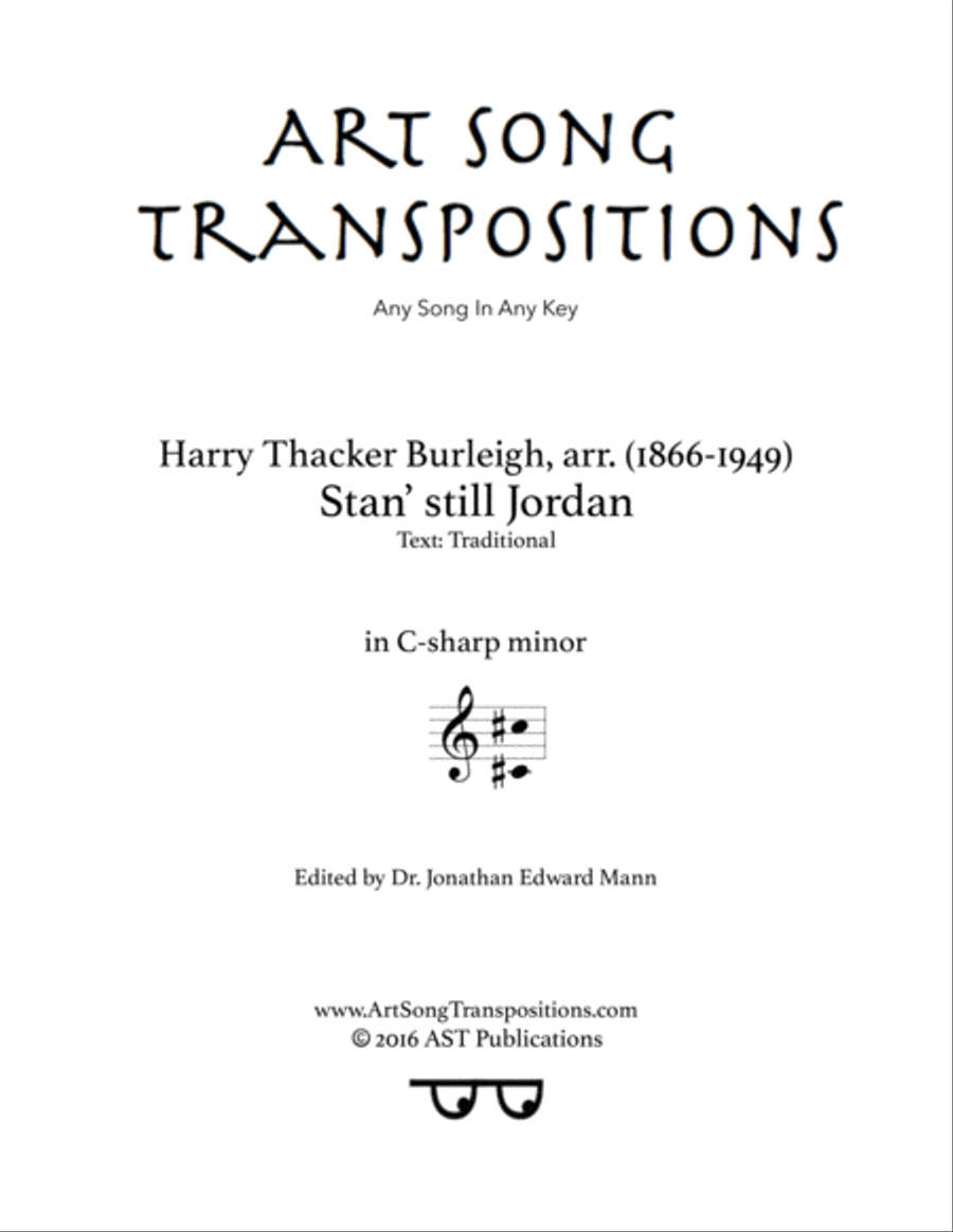 BURLEIGH: Stan' still Jordan (transposed to C-sharp minor) Voice scores gallery preview page 1