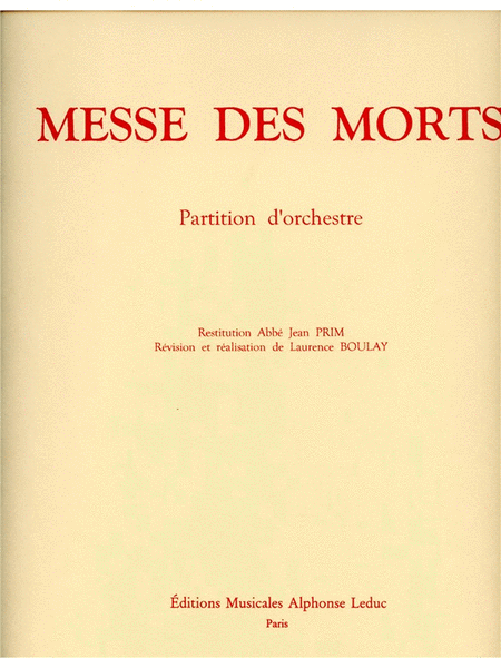 Gilles Boulay Messe Des Morts Solo Mixed Choir & Orchestra Full Score