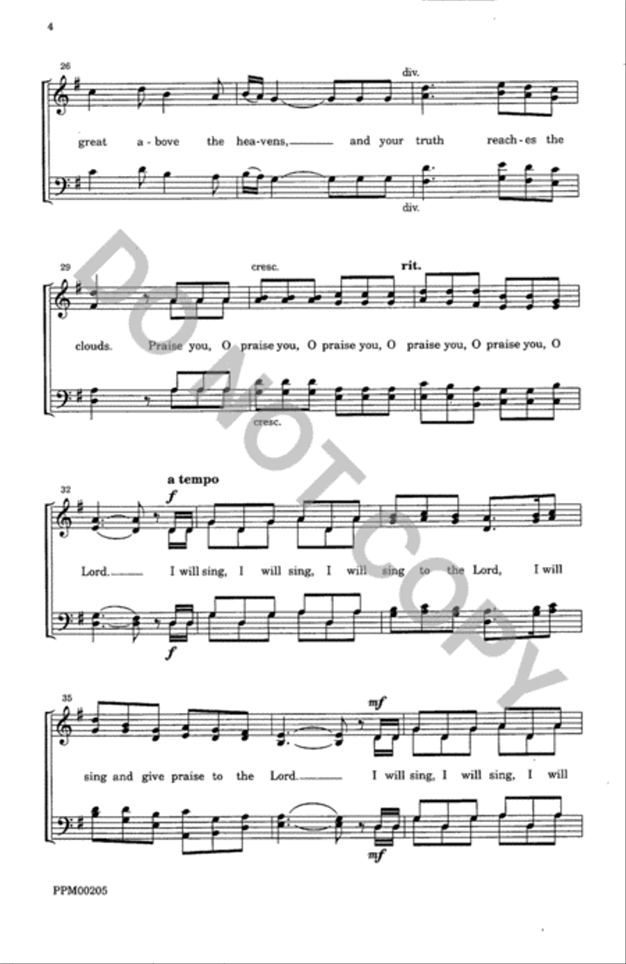 I Will Sing and Give Praise 4-Part scores gallery preview page 5