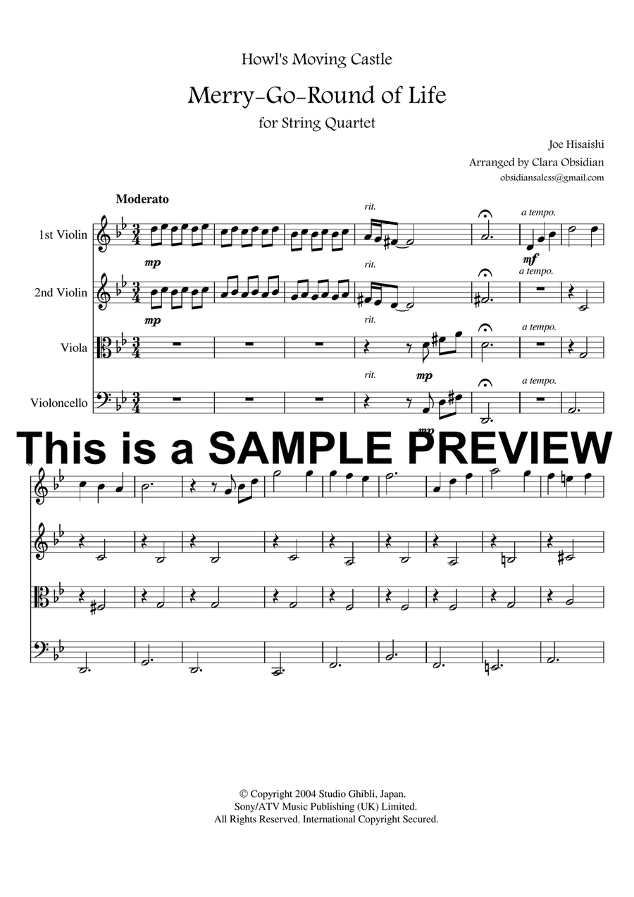 Merry-go-round Of Life String Quartet scores gallery preview page 3
