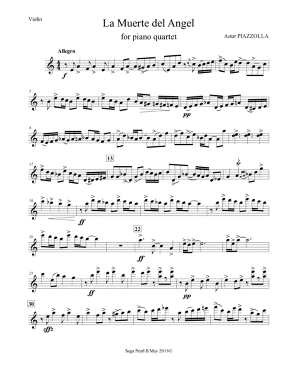 Astor Piazzolla - Tango "La Muerte del Angel" arr. for piano quartet (violin part)