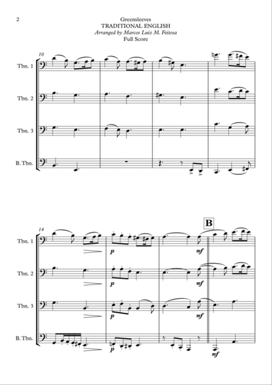 Greensleeves - Trombone Quartet Brass Quartet scores gallery preview page 4