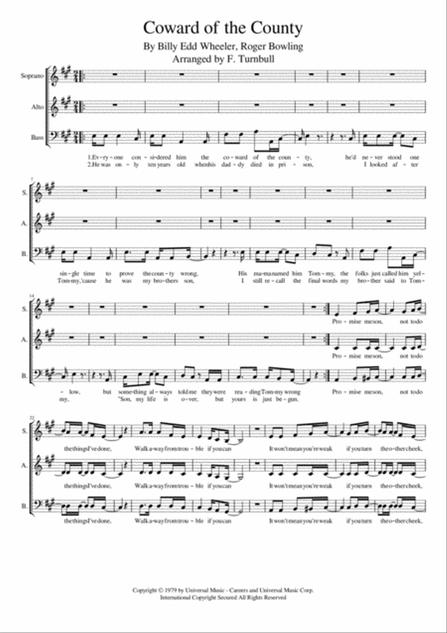 Coward Of The County 3-Part scores gallery preview page 1