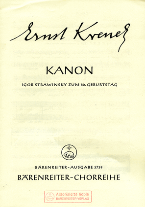 Kanon für Igor Strawinsky zum 80. Geburtstag (1962)