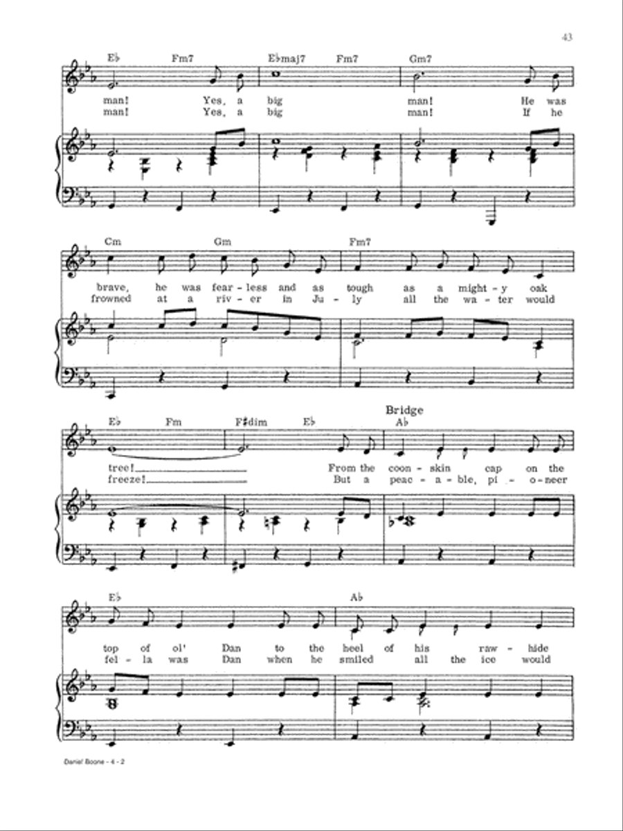 Daniel Boone (Main Theme) Piano, Vocal, Guitar scores gallery preview page 2