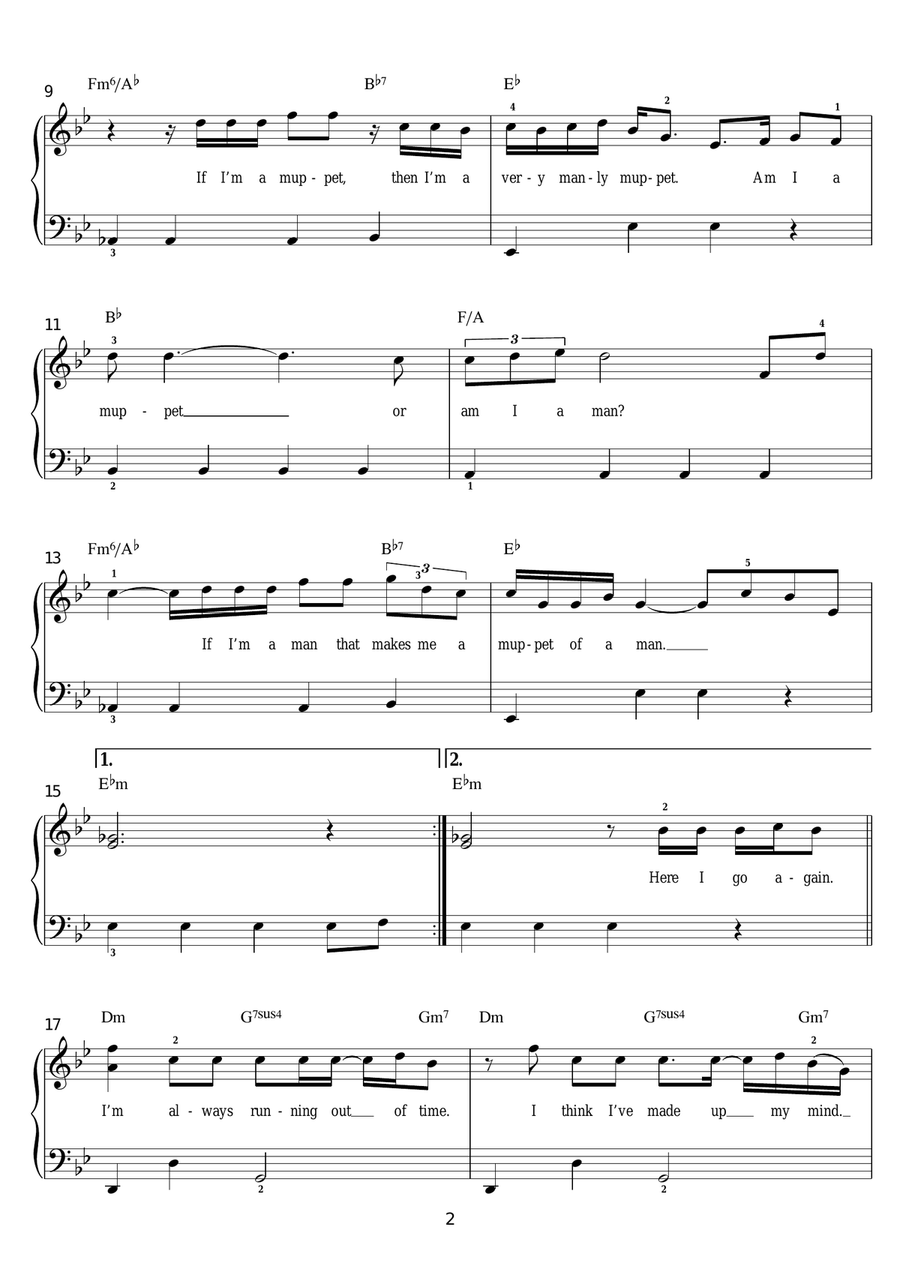Man Or Muppet Easy Piano scores gallery preview page 2
