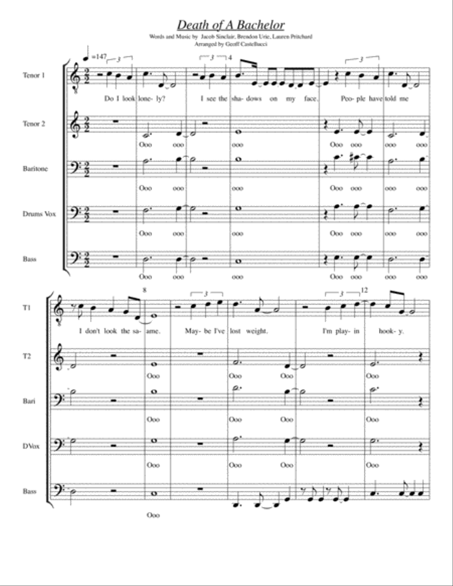Death Of A Bachelor 4-Part scores gallery preview page 1