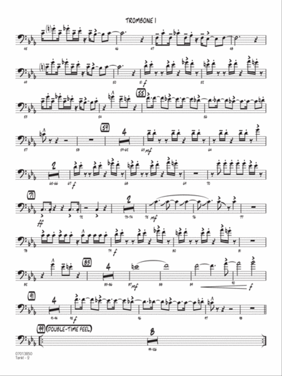 Tank! (from Cowboy Bebop) (arr. John Wasson) - Trombone 1 Jazz Ensemble scores gallery preview page 2
