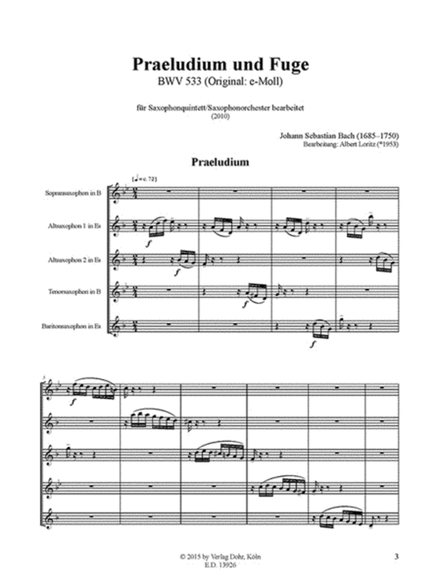 Praeludium und Fuge BWV 533 (für Saxophonquintett/Saxophonorchester)