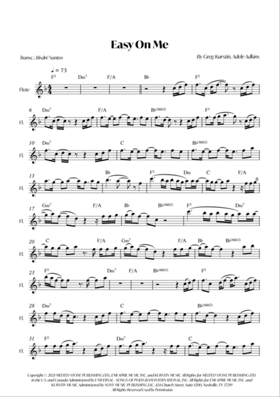 Easy On Me Flute scores gallery preview page 2