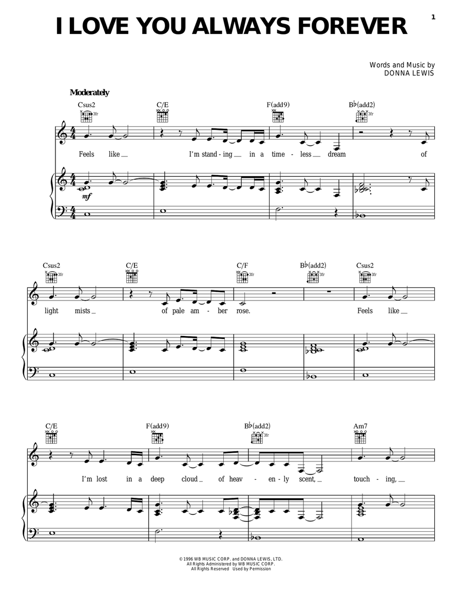 I Love You Always Forever Piano, Vocal, Guitar scores gallery preview page 1