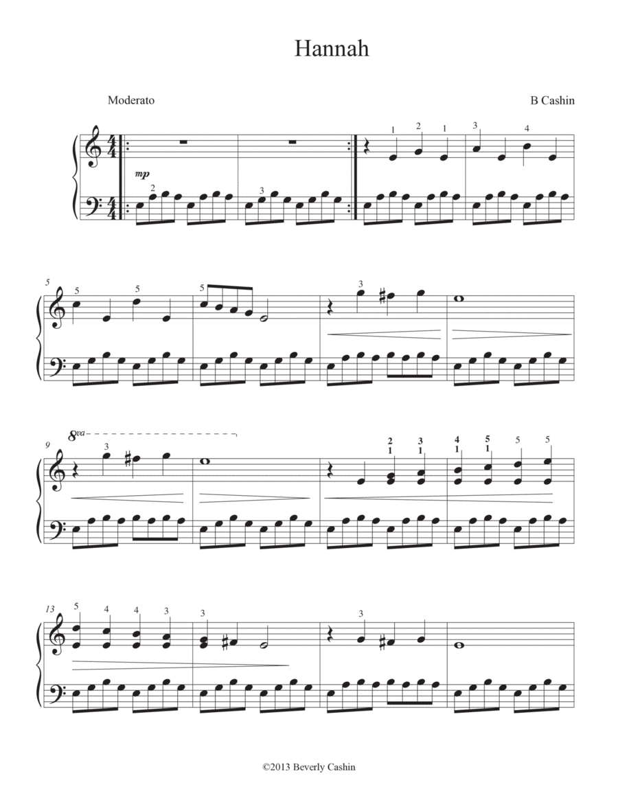 Hannah Hannah Piano Solo scores gallery preview page 1