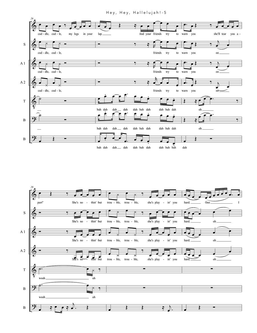 Hey Hey Hallelujah 4-Part scores gallery preview page 5