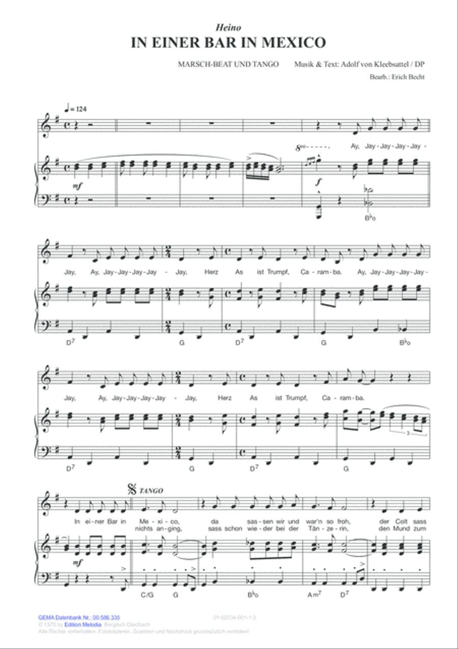 In einer Bar in Mexico Piano, Vocal, Guitar scores gallery preview page 2