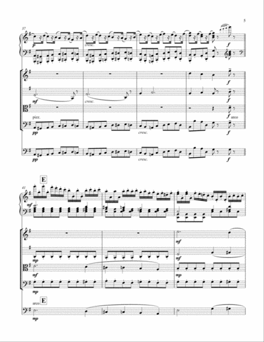 Nutcracker Ballet - March for Strings and Piano - Score only Piano Quintet scores gallery preview page 5