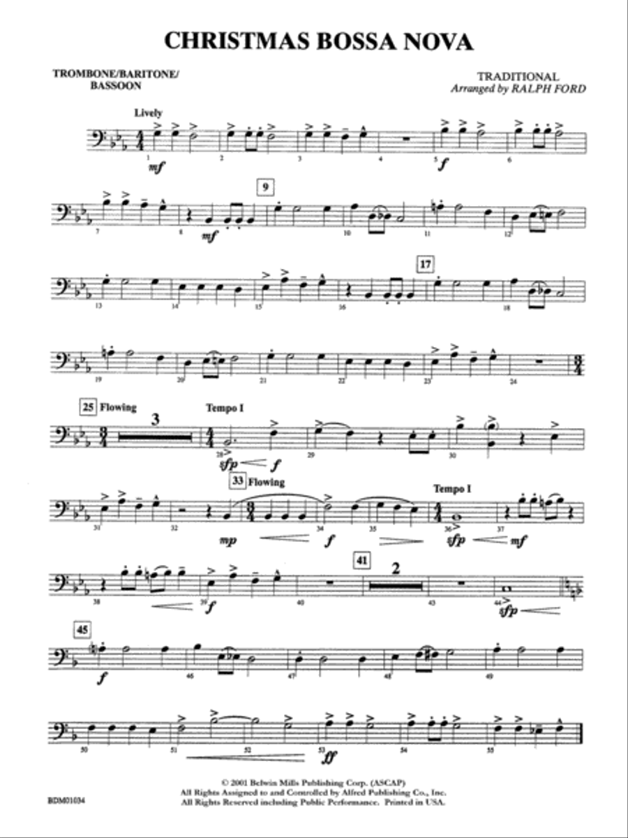Christmas Bossa Nova: 1st Trombone Concert Band scores gallery preview page 1