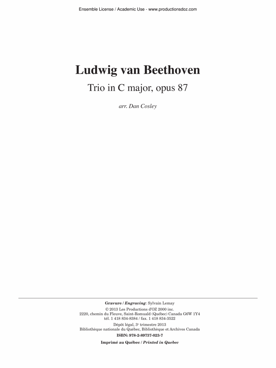 Trio in C major, opus 87 Guitar Ensemble scores gallery preview page 1