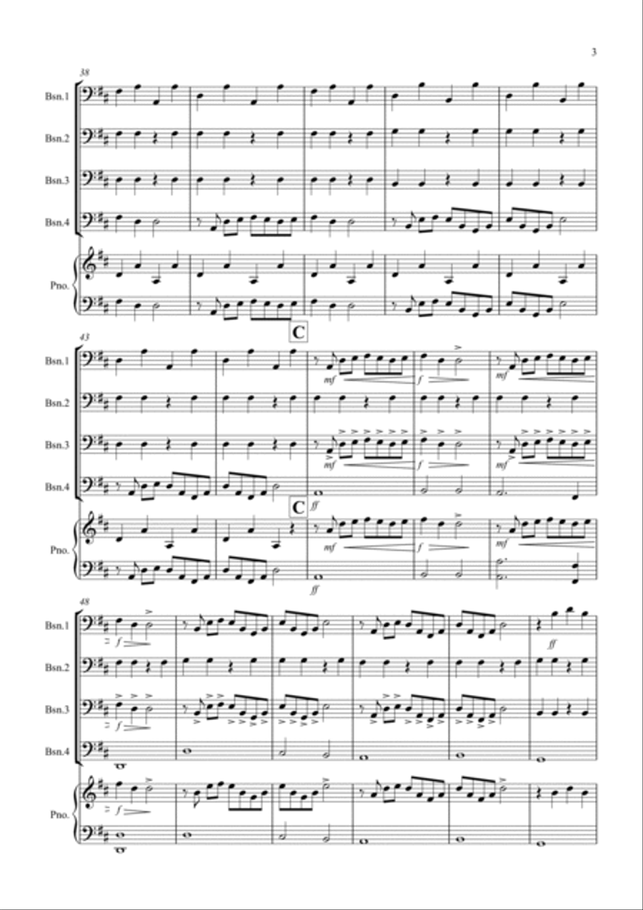 1812 Overture for Bassoon Quartet Bassoon Quartet scores gallery preview page 3