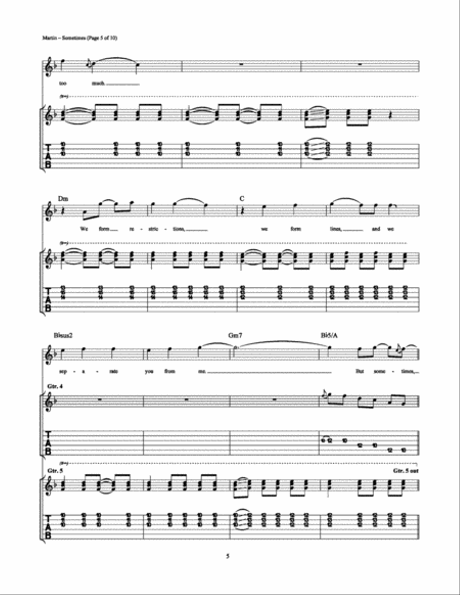 Sometimes Electric Guitar scores gallery preview page 5