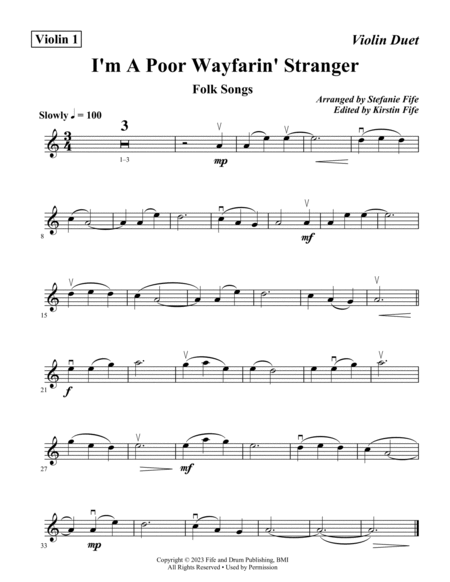 I'm A Poor Wafarin' Stranger and Water is Wide for Violin Duet image number null