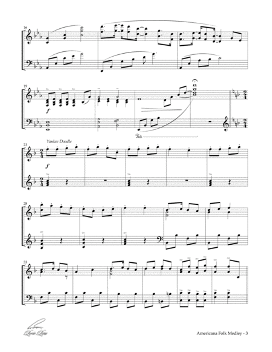 Americana Folk Medley Americana Folk Medley Piano Solo scores gallery preview page 3