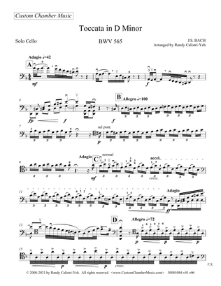 Book cover for Bach Toccata in D Minor, BWV 565 (solo cello)