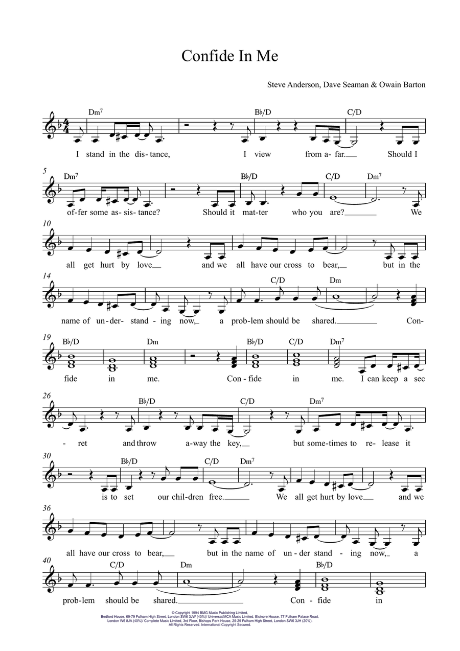 Confide In Me 3-Part scores gallery preview page 1