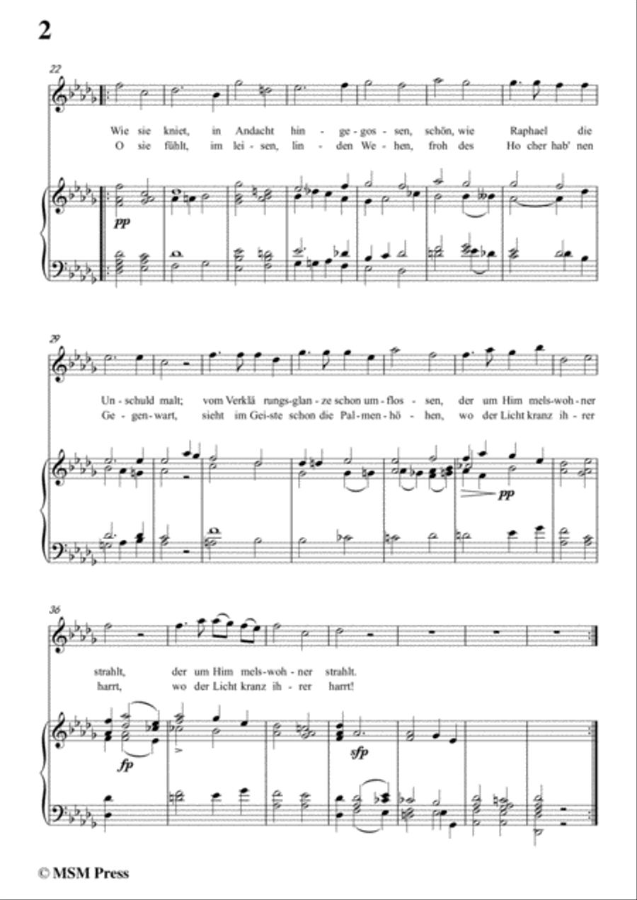 Schubert-Die Betende,in D flat Major,for Voice&Piano Voice scores gallery preview page 4